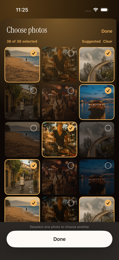 Photo selection grid